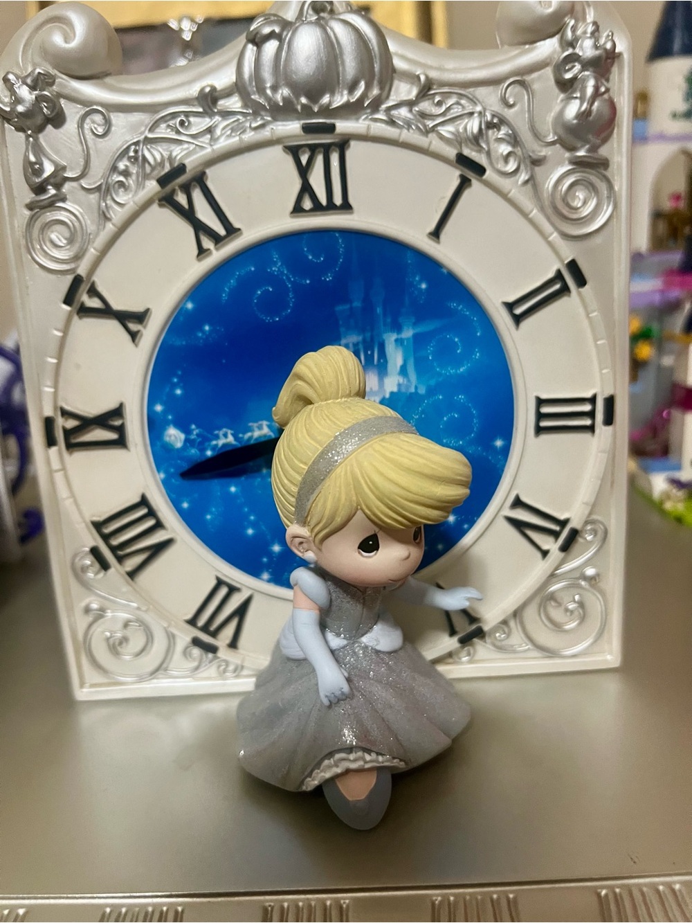 Silver and Cream Cinderella Figurine Wall Clock Accent